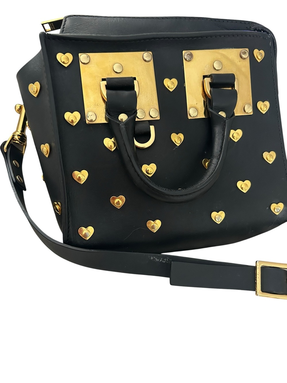 Sophie Hulme Albion Heart Black Leather Square Crossbody
